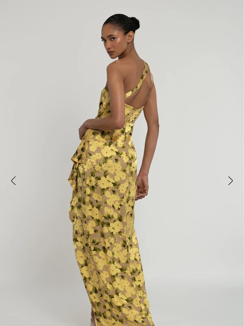 Jenny Yoo Yellow Floral One-Shoulder Maxi Dress - Picture 3 of 4